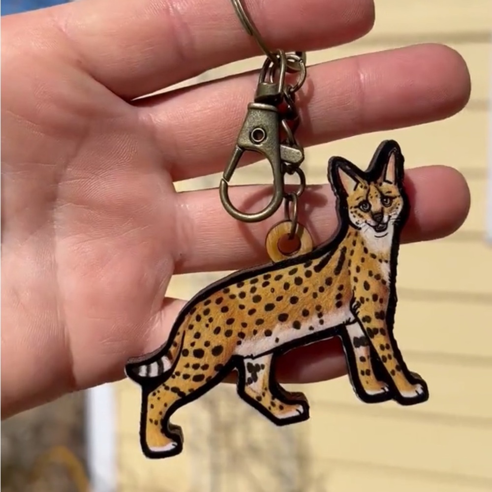 Leopard Print Cat Keychain - Picture 2 of 5